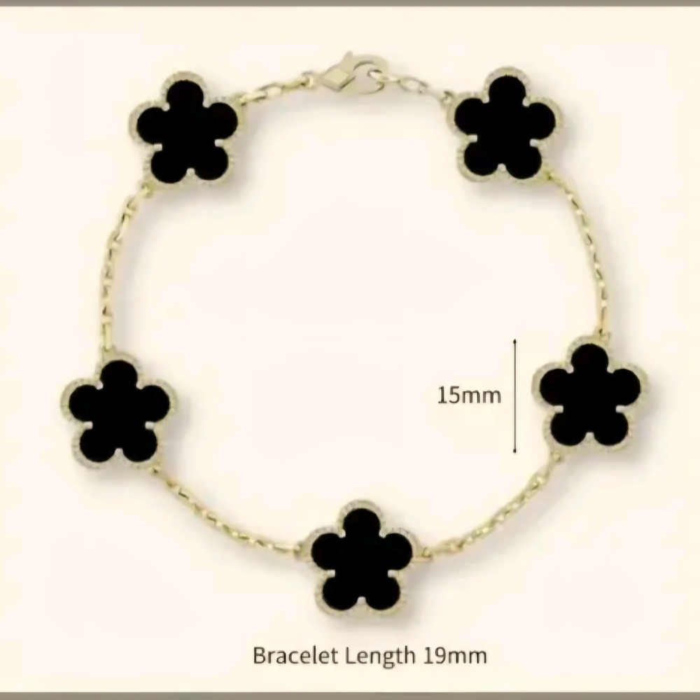 Elegant Black and Gold Flower Bracelet